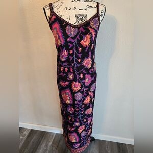 Peruvian Connection Sleeveless Floral Maxi Knit Dress Small